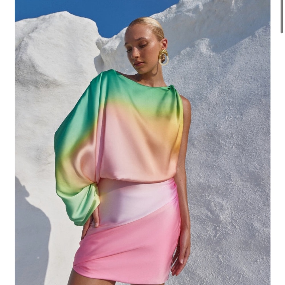 Baobab Collection Gradient Dolly Dress - Green, Yellow, Pink